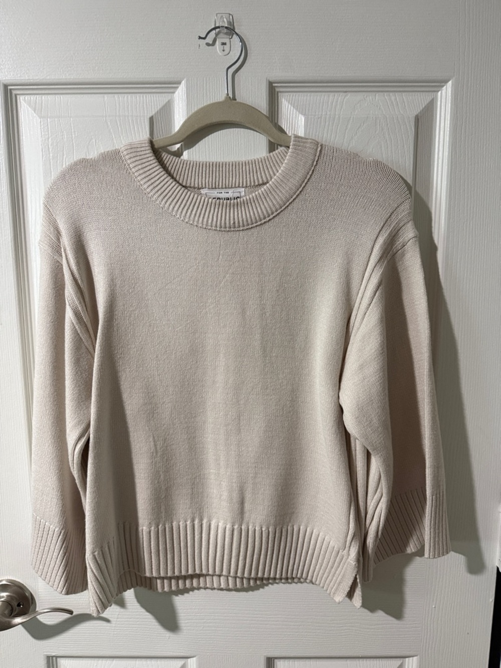 For The Republic Cream Crewneck Pullover Sweater